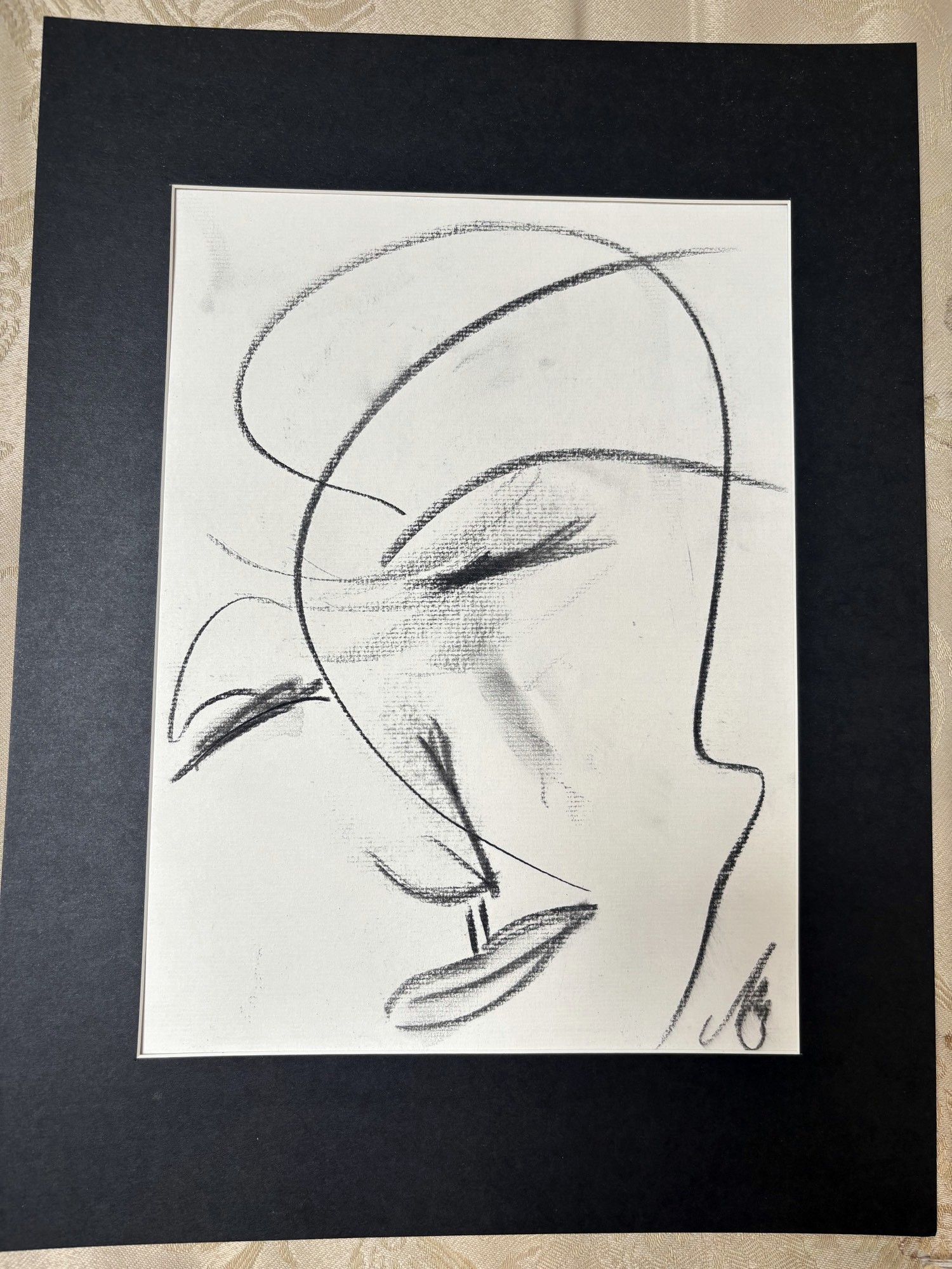Original charcoal drawing by Martina Sachs — a face in profile